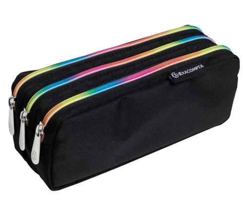 Exacompta Rainbow 3 Compartment Pencil Case
