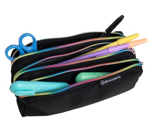 Exacompta Rainbow 3 Compartment Pencil Case