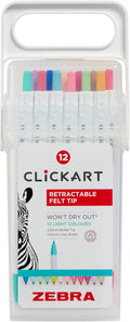 Zebra Pen Clickart Retractable Felt Tip Pen 12pk