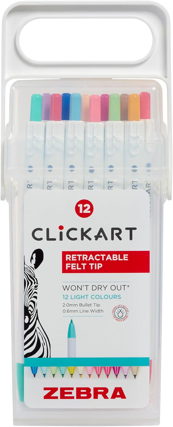 Zebra Pen Clickart Retractable Felt Tip Pen 12pk