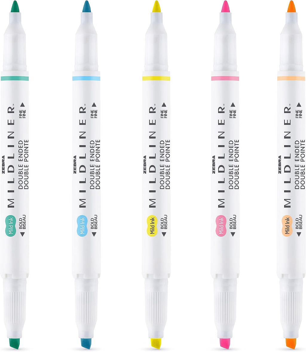 Zebra Pen Mildliner Dual Tip Highlighter/Marker Pens 5pk