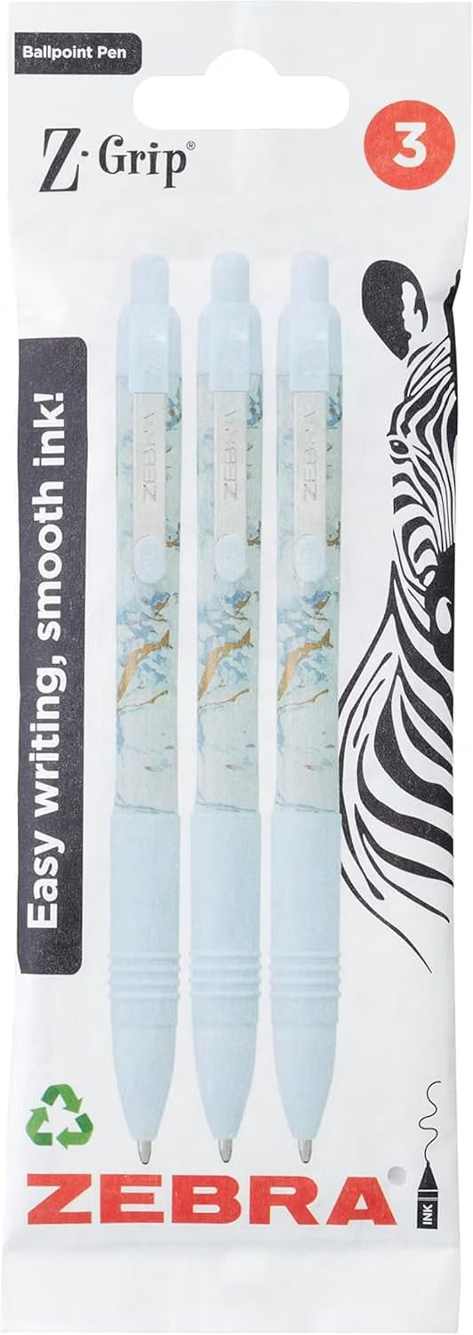 Zebra Pen Z-GRIP Smooth Black Ink Ballpoint Pens 3pk