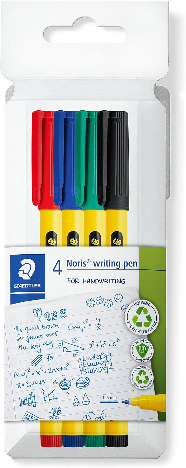Staedtler Noris Writing Pen Assorted Colours 4pk