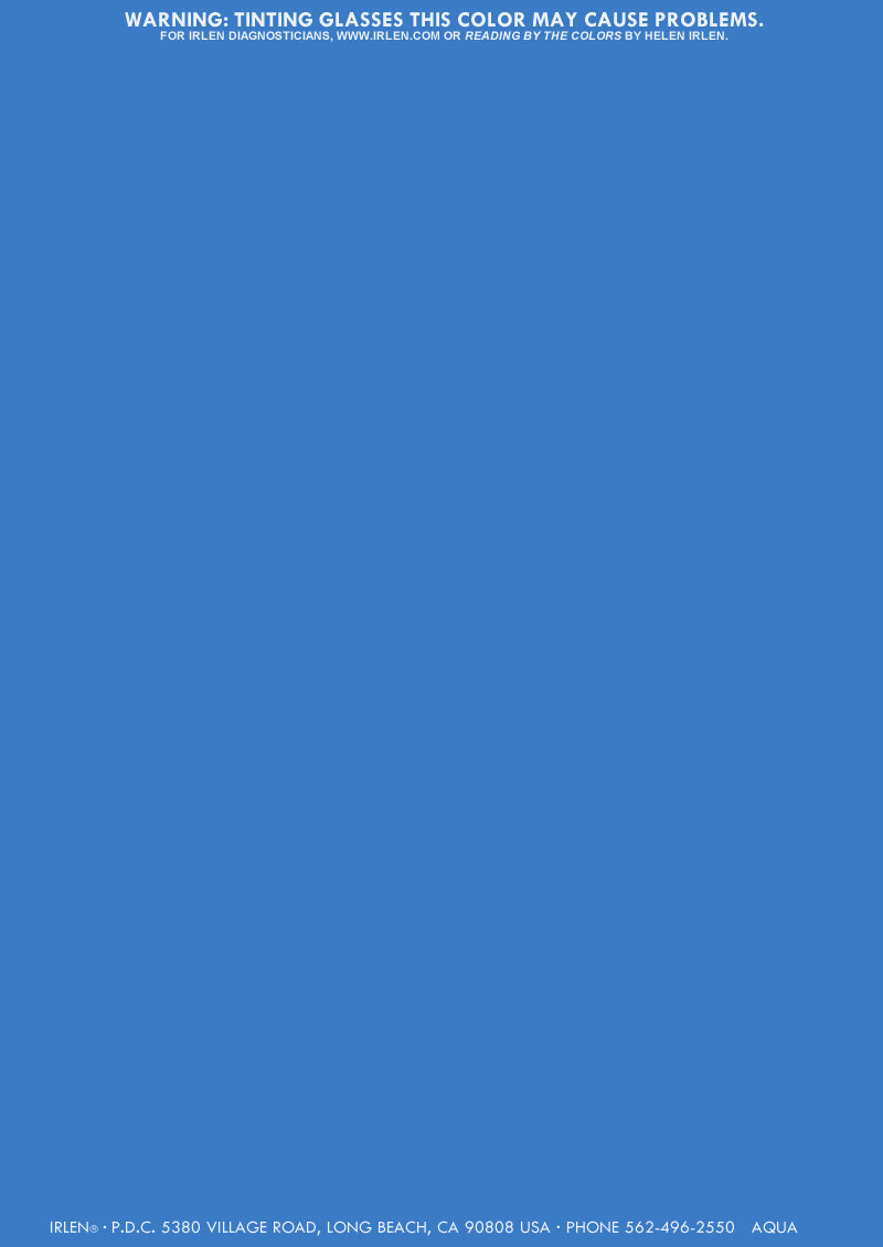 Irlen Institute Coloured Overlay Aqua