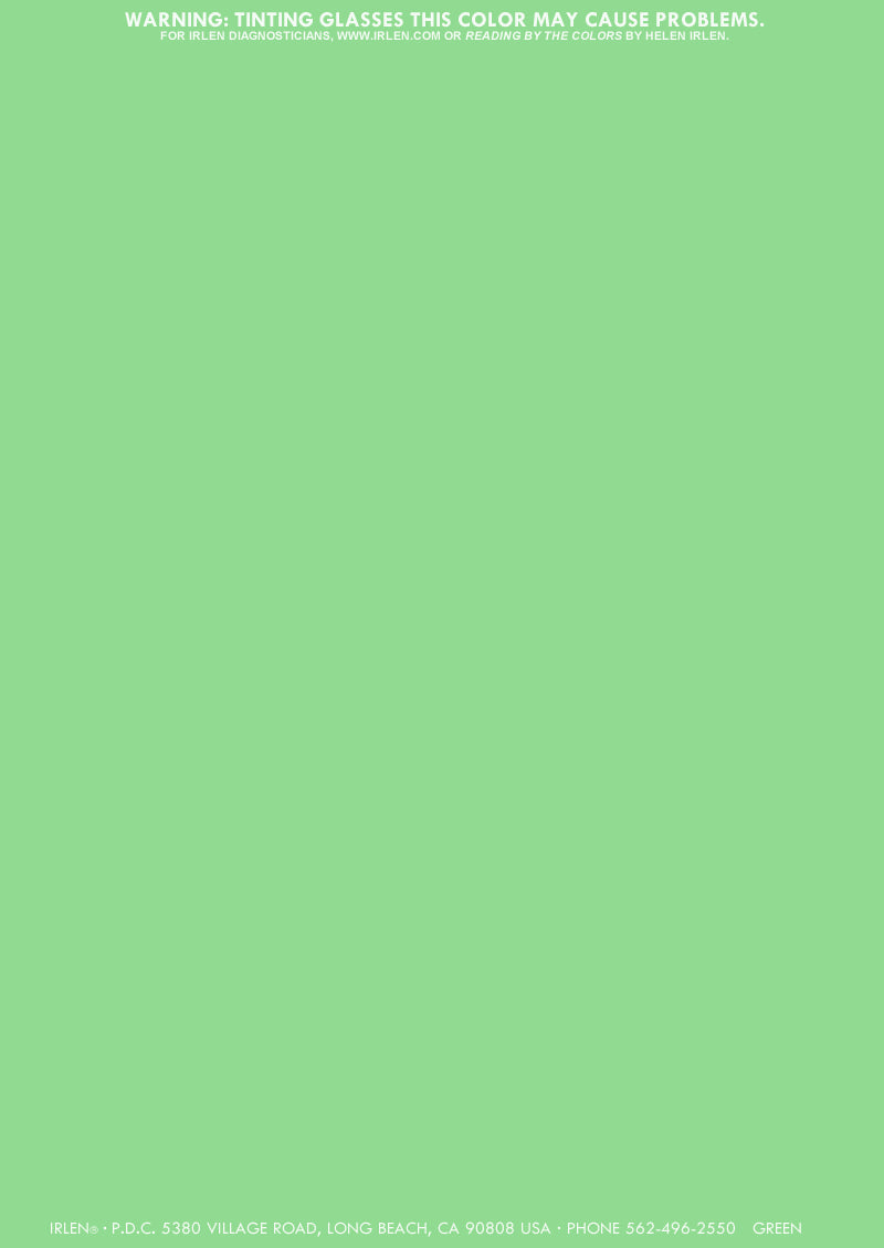 Irlen Institute Coloured Overlay Green