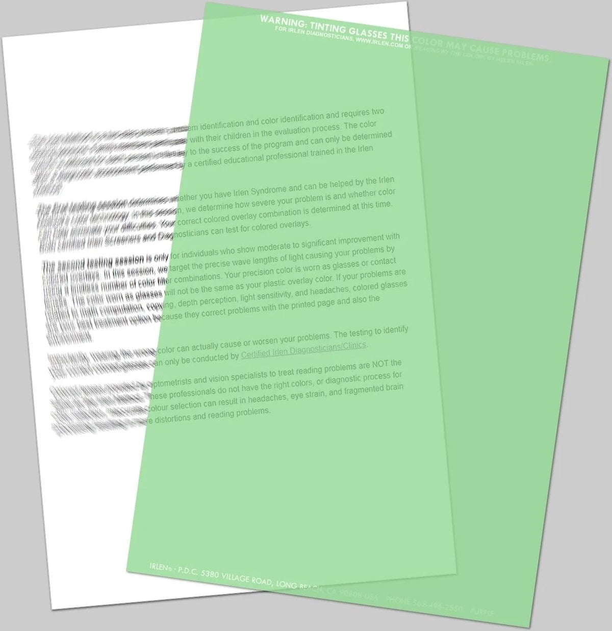 Irlen Institute Coloured Overlay Green