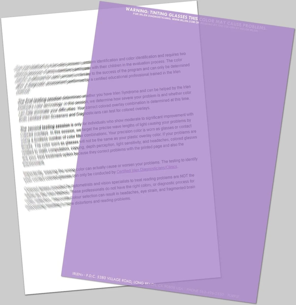 Irlen Institute Coloured Overlay Purple