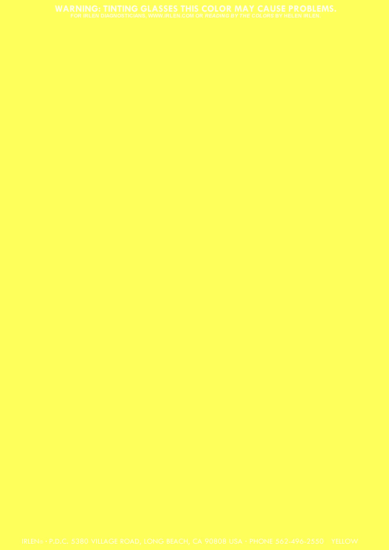 Irlen Institute Coloured Overlay Yellow