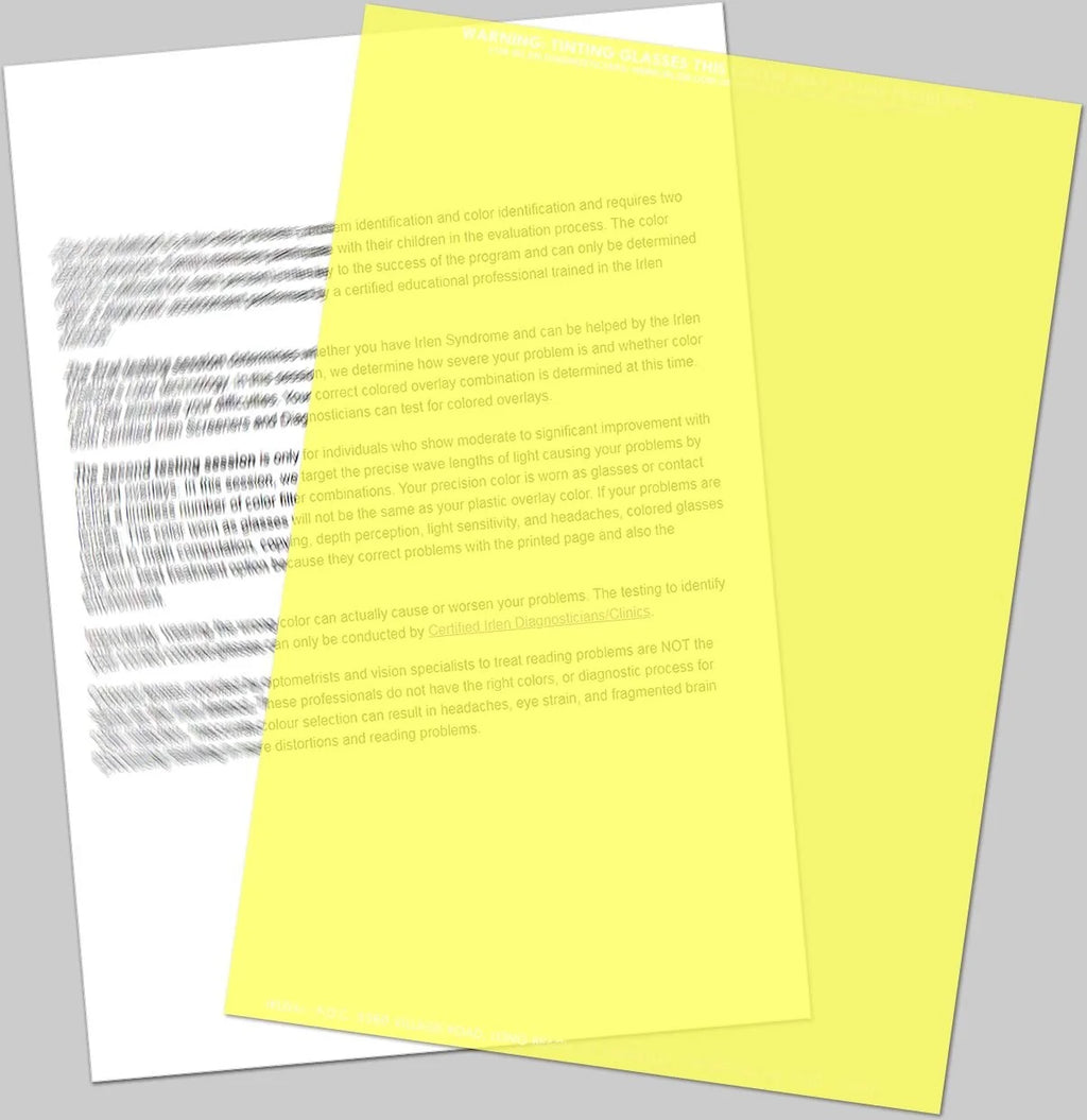 Irlen Institute Coloured Overlay Yellow