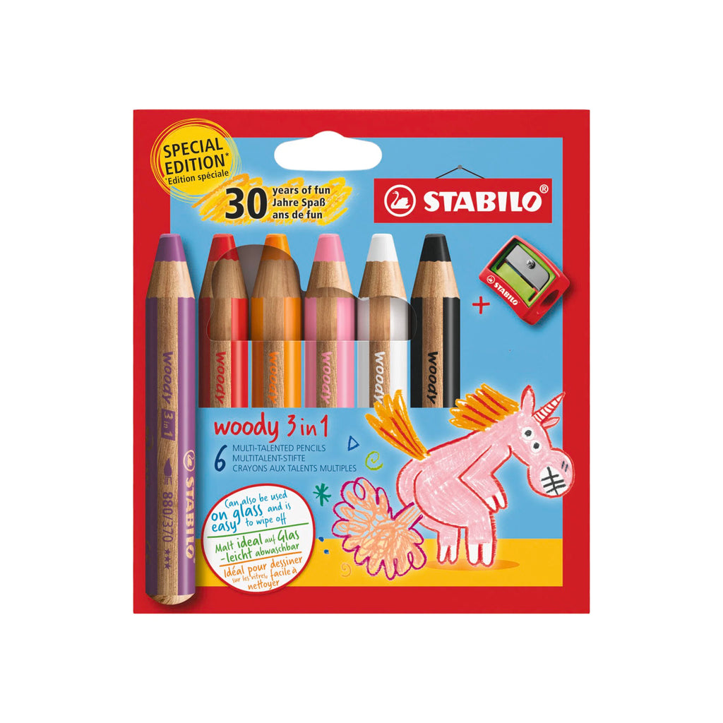 Stabilo Woody 3 in 1 Coloured Pencil 6pk