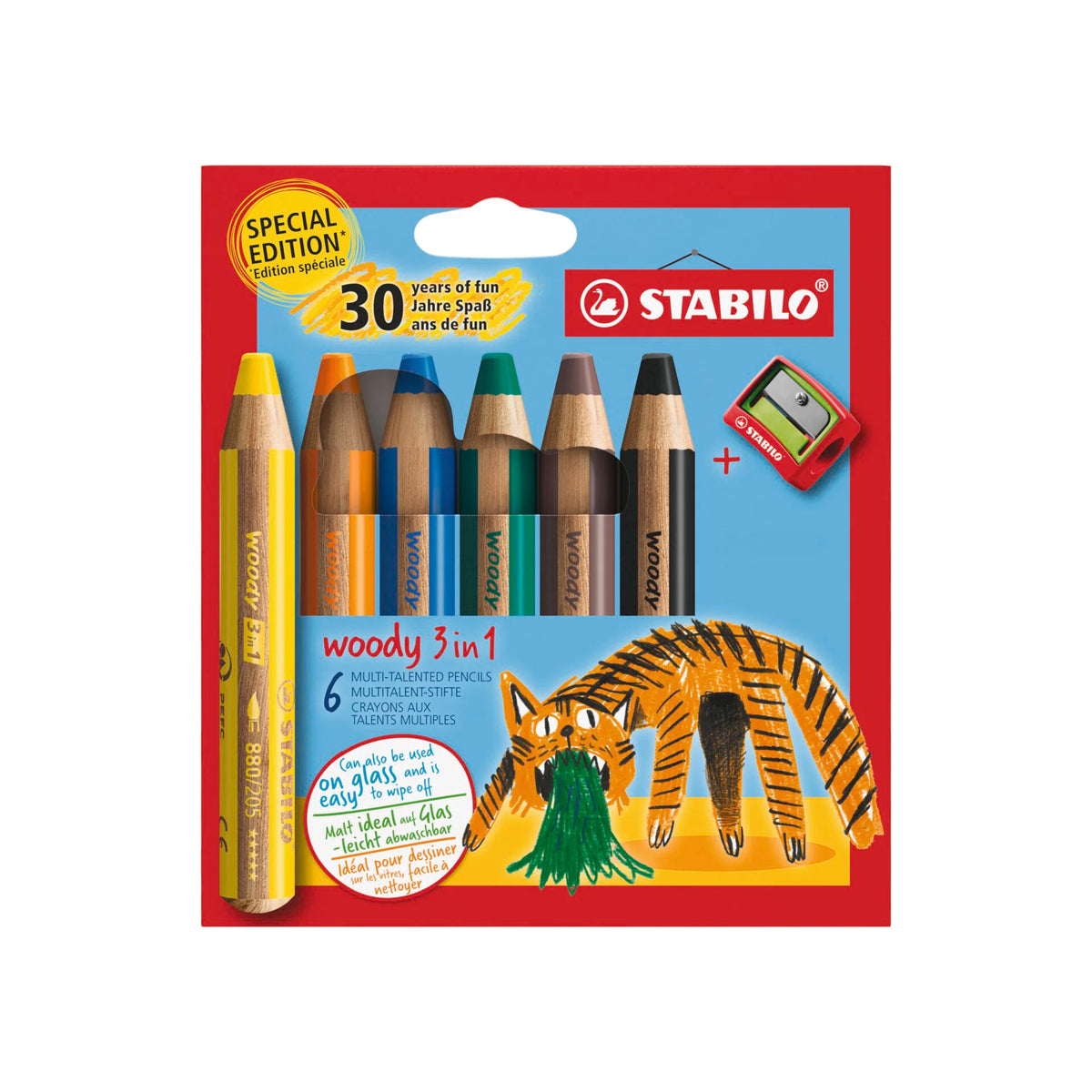 Stabilo Woody 3 in 1 Coloured Pencil 6pk