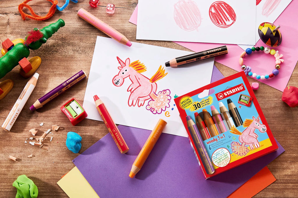 Stabilo Woody 3 in 1 Coloured Pencil 6pk