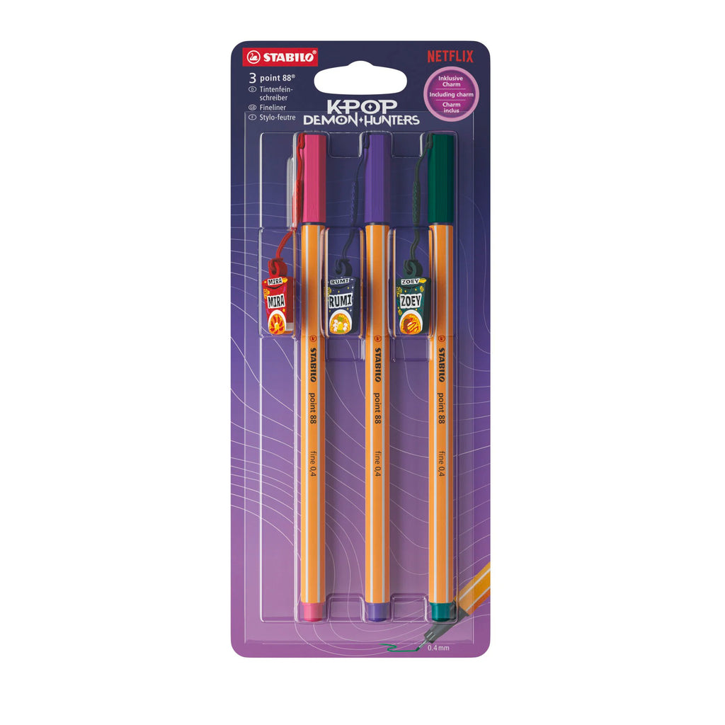 Limited Edition KPop Demon Hunters Stabilo Point 88 Fineliner 3pk